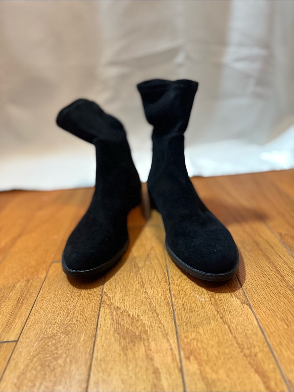 Stuart Weitzman Black Stretch Sock Ankle Boots